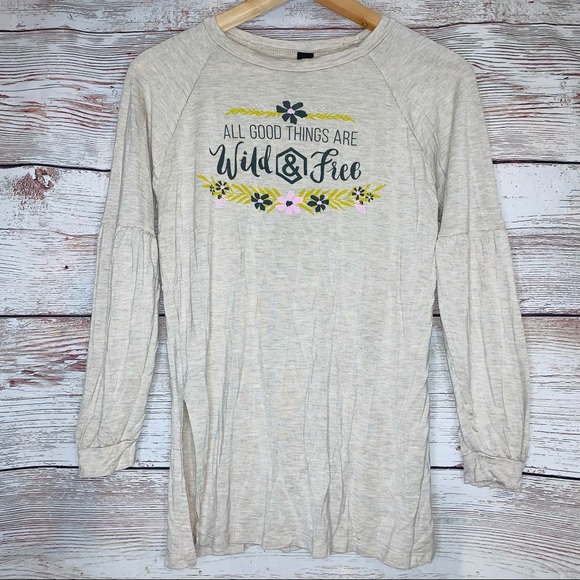 Agnes & Dora Knit Graphic Oversized Relaxed Fit Long Sleeves Shirt Top Blouse - Picture 1 of 3